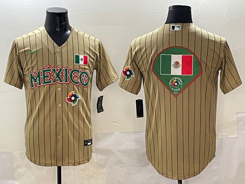 Men Mexico Blank Brown Stripe Joint Name 2025 Nike MLB Jersey style 16->more jerseys->MLB Jersey